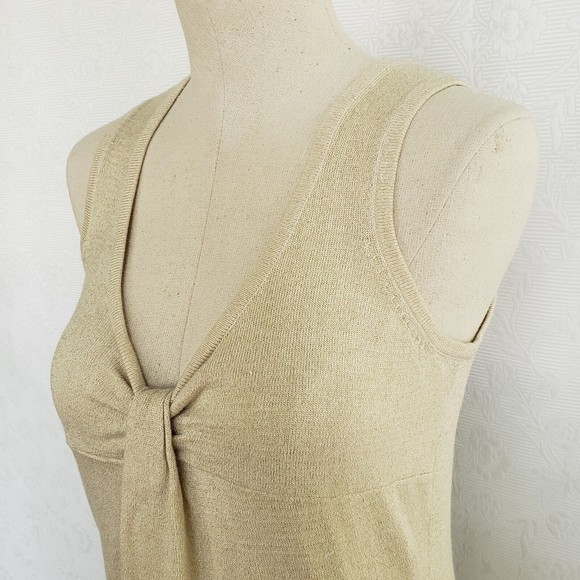Design History Womens Knit Tank Dress S Cream Beautiful Flounce Metallic Sparkle - Picture 8 of 16